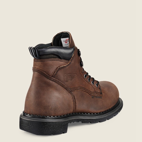 Red Wing Mens Safety Boots - Supersole® - 6-inch Waterproof Toe Metguard - Brown/Black - DQV785304